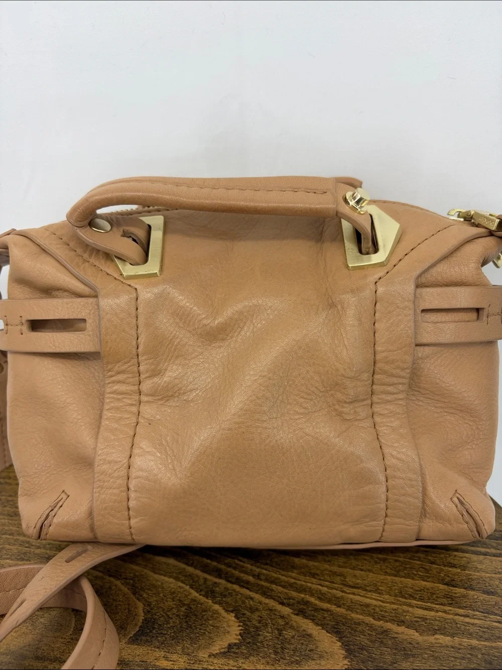 Botkier Flatiron Mini Satchel Small Camel Tan Leather Purse Crossbody Bag